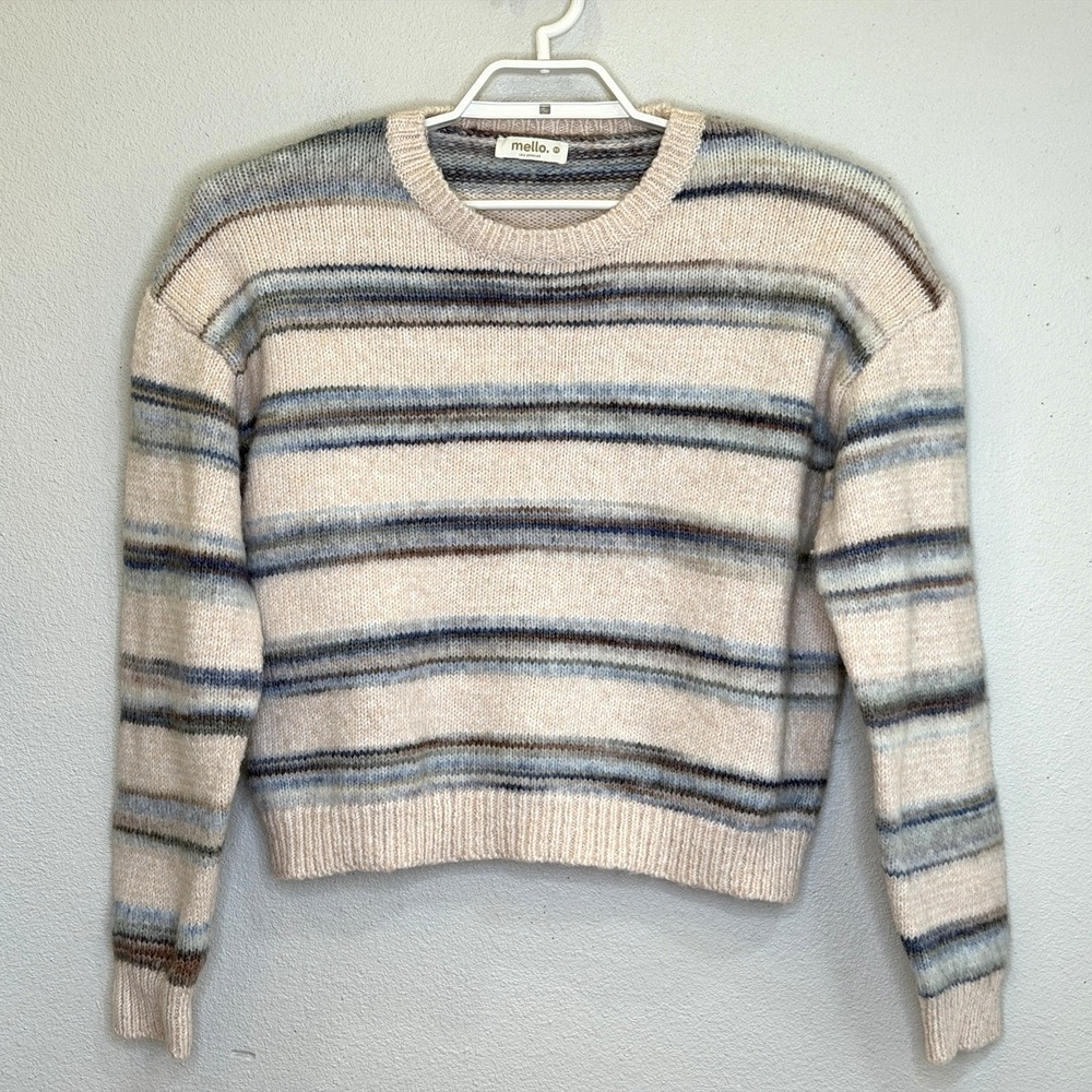 Mello Los Angles Pullover Sweater Womens Medium Multicolor Stripe Long Sleeve